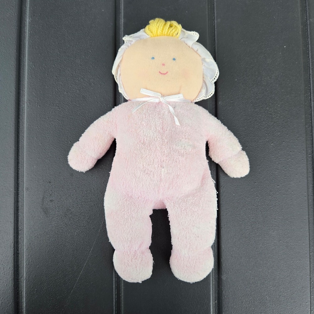Vintage Eden pink terrycloth Baby Doll with Bonnet